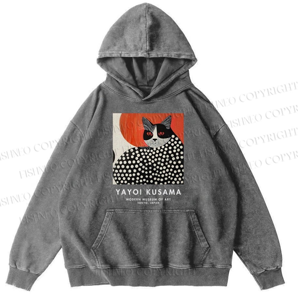 Unisex Yayoi Kusama Cat Printed Hoodies