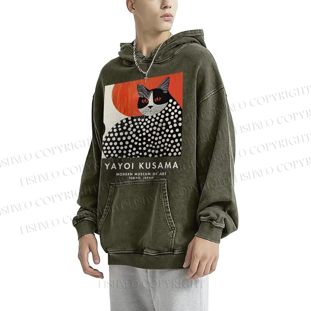 Unisex Yayoi Kusama Cat Printed Hoodies
