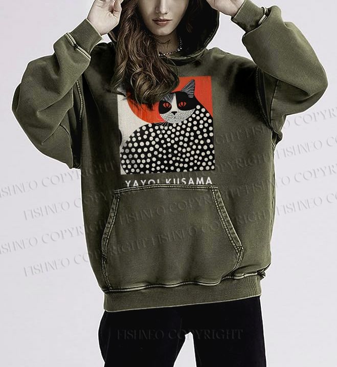 Unisex Yayoi Kusama Cat Printed Hoodies