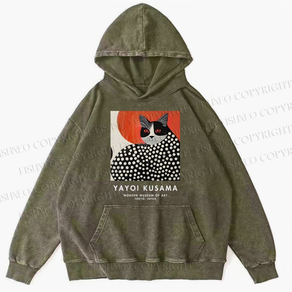 Unisex Yayoi Kusama Cat Printed Hoodies