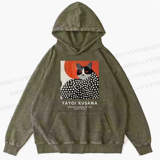 Unisex Yayoi Kusama Cat Printed Hoodies