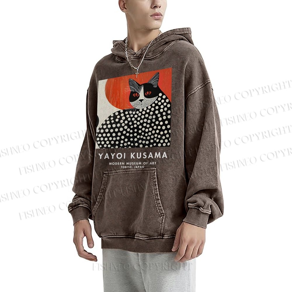 Unisex Yayoi Kusama Cat Printed Hoodies