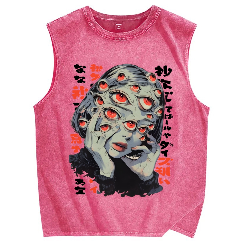 THOUSAND EYES GAZE Vintage Distressed Washed Tank Top