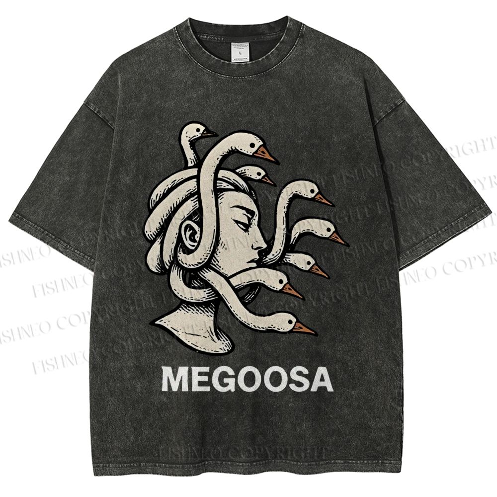 Unisex Medusa Silly  Goose Megoosa Printed Washed Tee