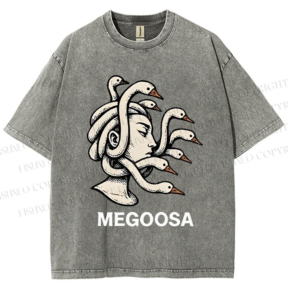 Unisex Medusa Silly  Goose Megoosa Printed Washed Tee