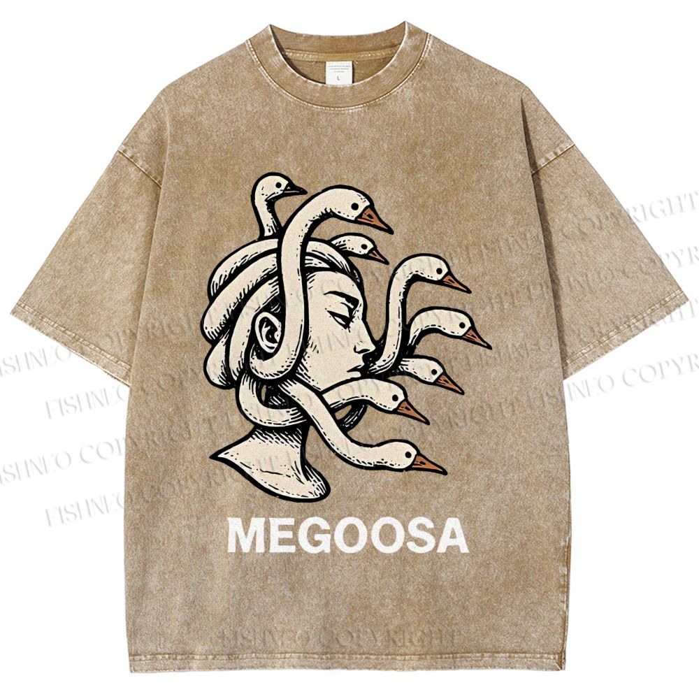 Unisex Medusa Silly  Goose Megoosa Printed Washed Tee