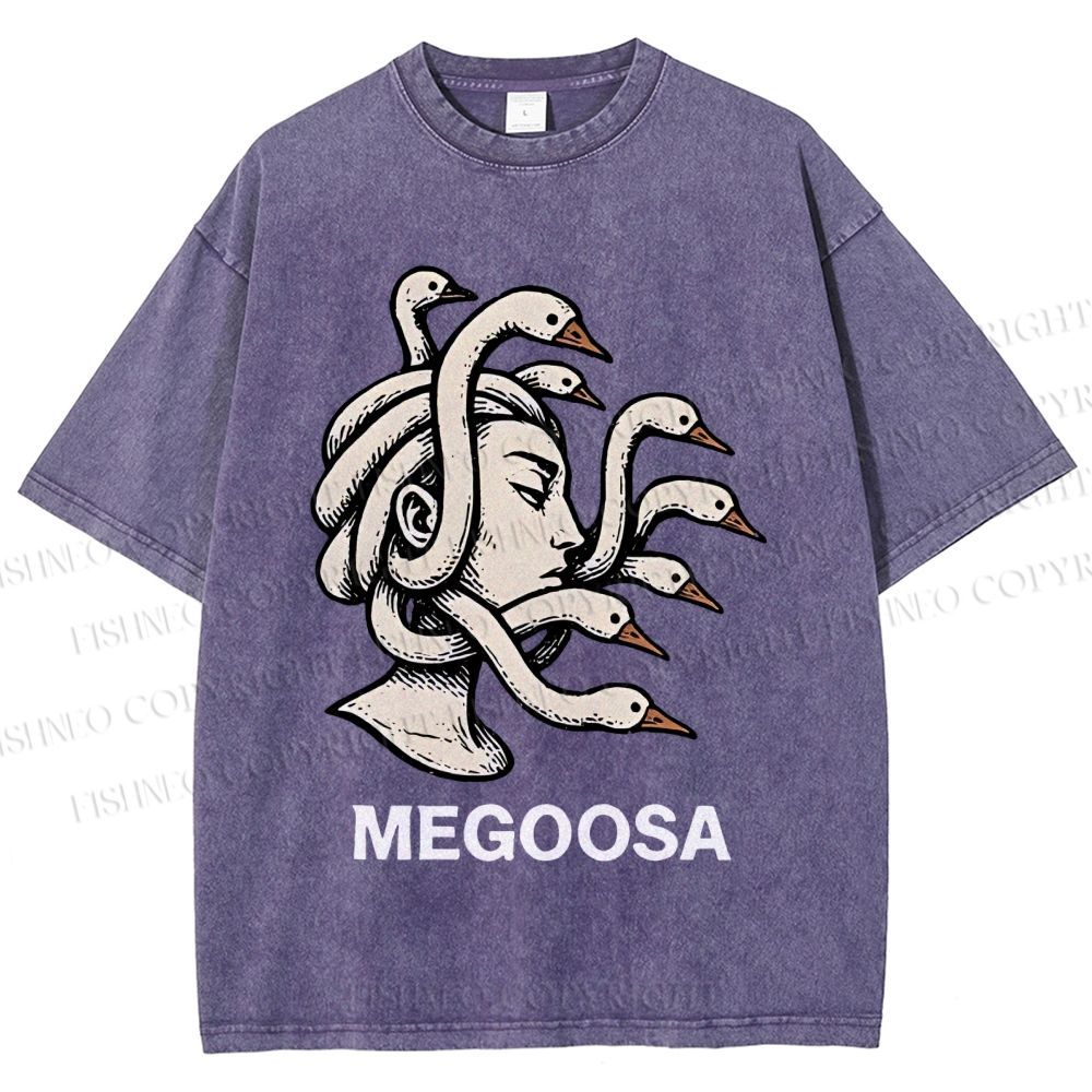 Unisex Medusa Silly  Goose Megoosa Printed Washed Tee