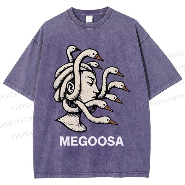 Unisex Medusa Silly  Goose Megoosa Printed Washed Tee