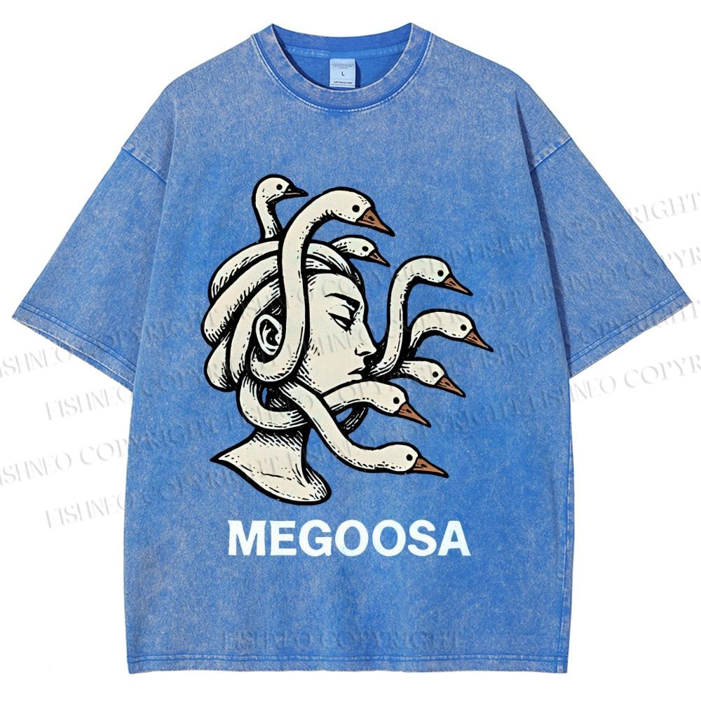 Unisex Medusa Silly  Goose Megoosa Printed Washed Tee