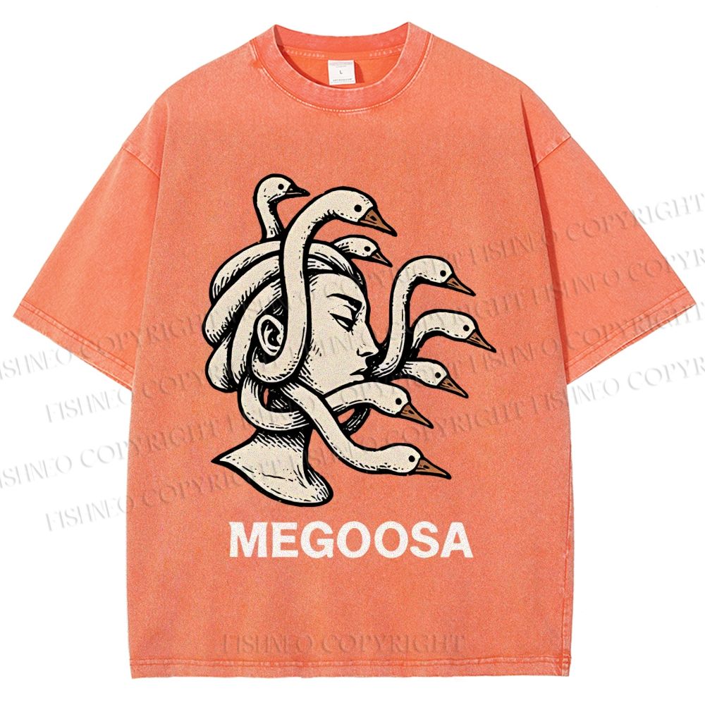 Unisex Medusa Silly  Goose Megoosa Printed Washed Tee