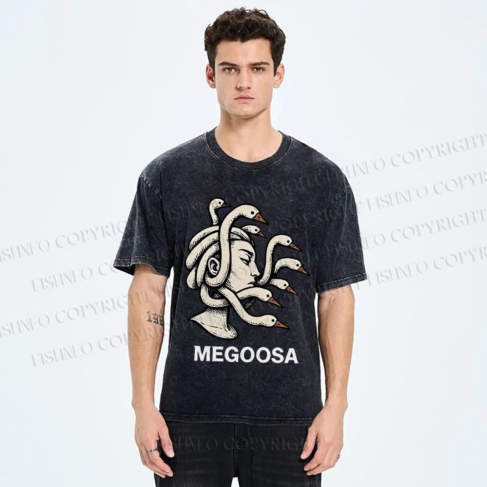 Unisex Medusa Silly  Goose Megoosa Printed Washed Tee
