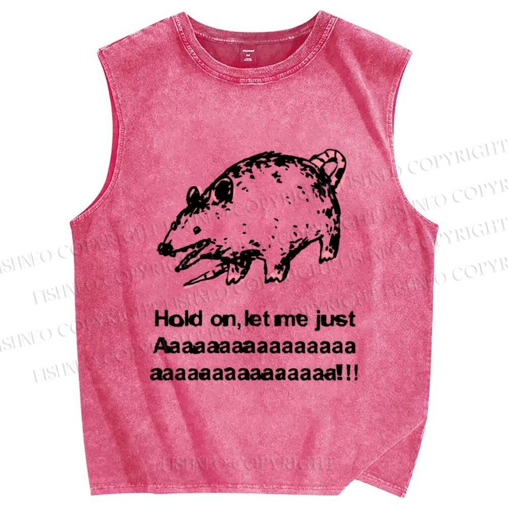 Unisex Silly Opossum Hold On Let Me SCREAM Printed Washed Tank Top
