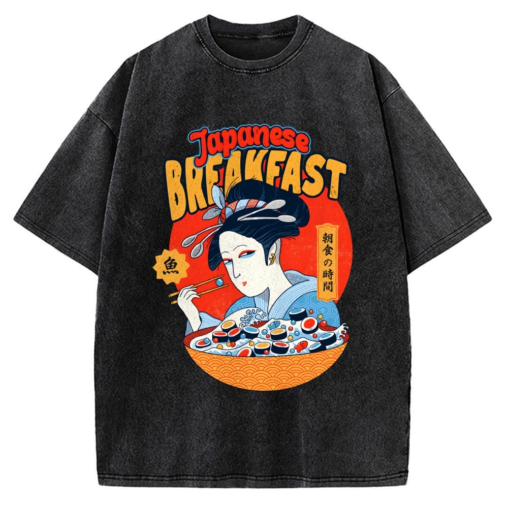 Geisha Fish Sushi Vintage Washed T-shirt