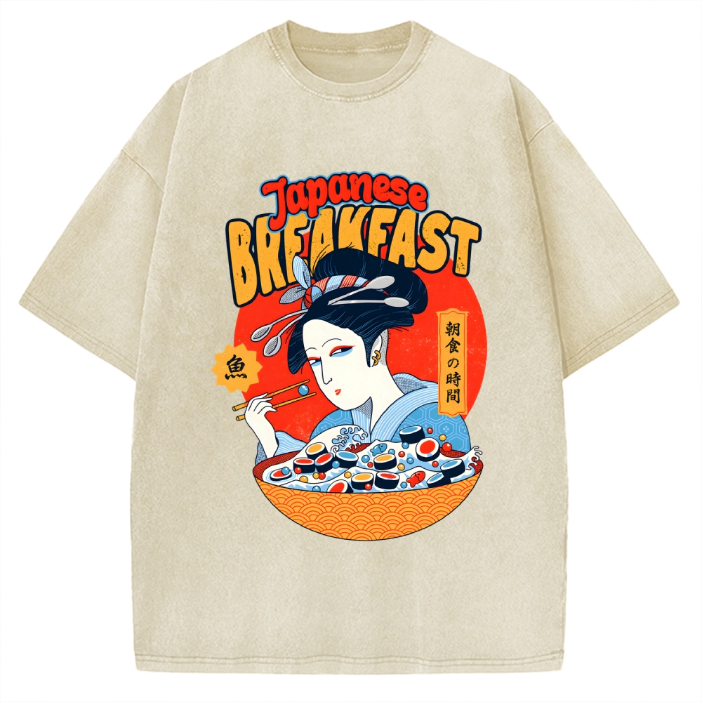 Geisha Fish Sushi Vintage Washed T-shirt