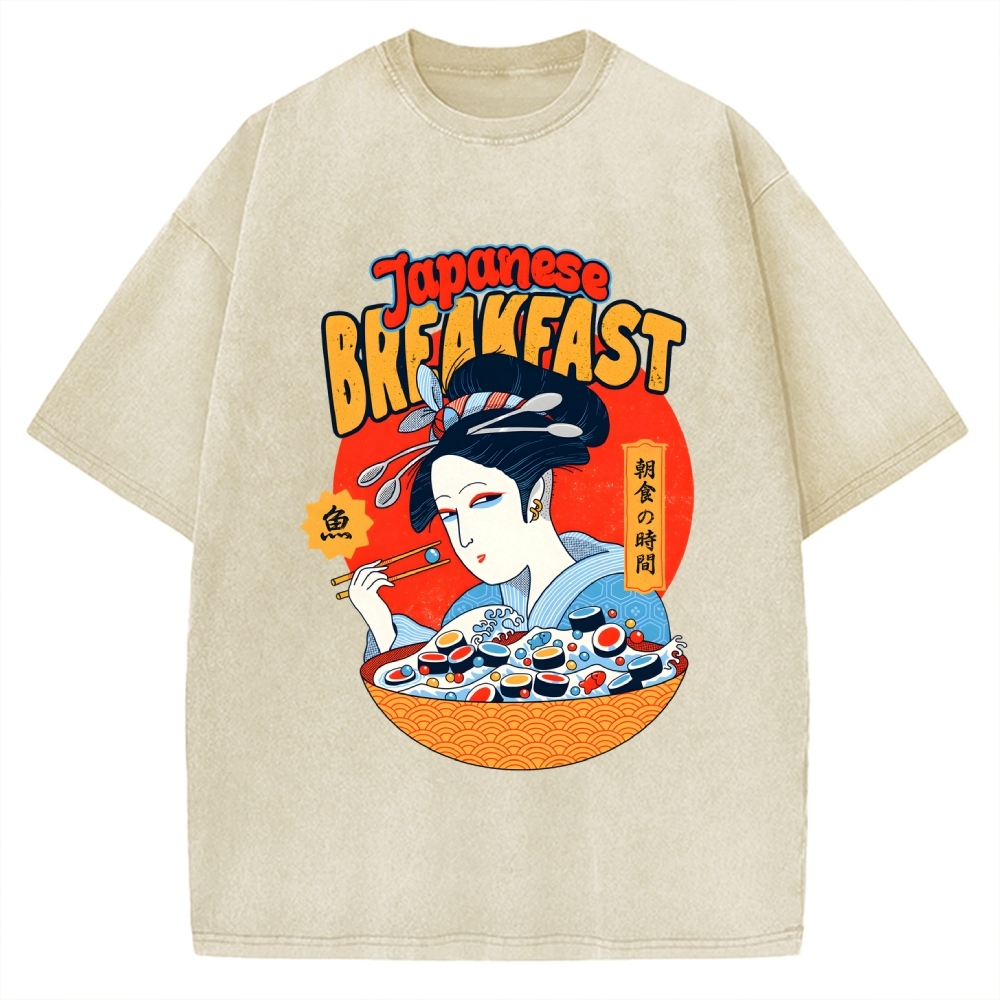 Geisha Fish Sushi Vintage Washed T-shirt