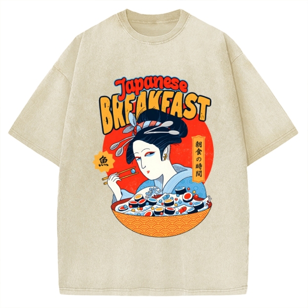 Geisha Fish Sushi Vintage Washed T-shirt