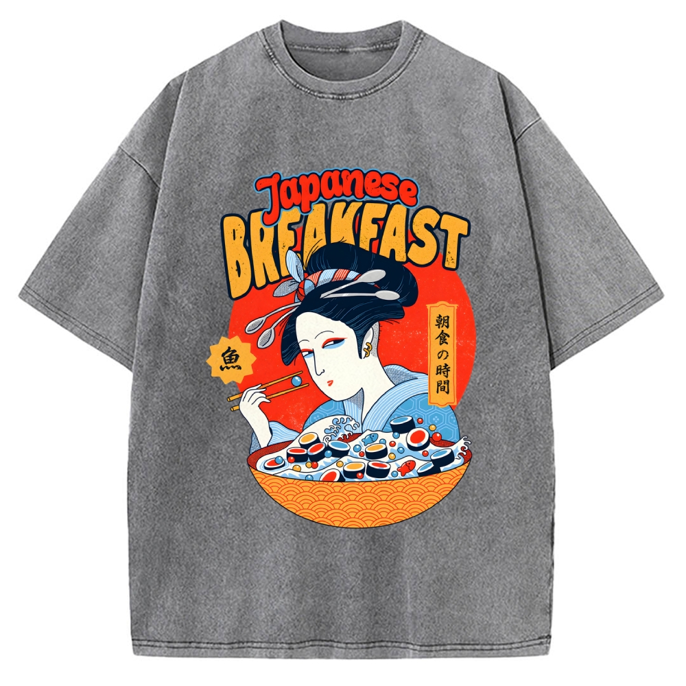 Geisha Fish Sushi Vintage Washed T-shirt