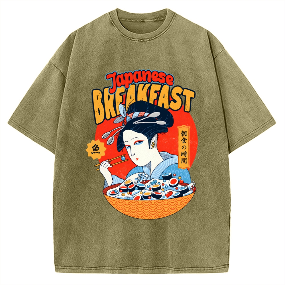 Geisha Fish Sushi Vintage Washed T-shirt