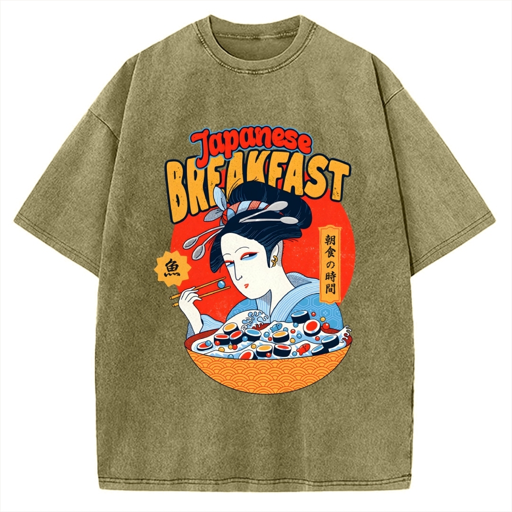 Geisha Fish Sushi Vintage Washed T-shirt