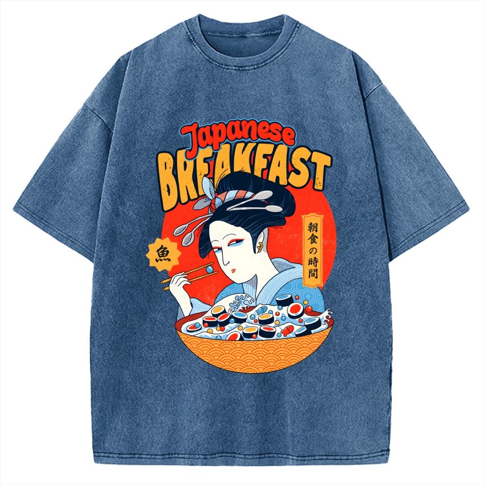 Geisha Fish Sushi Vintage Washed T-shirt