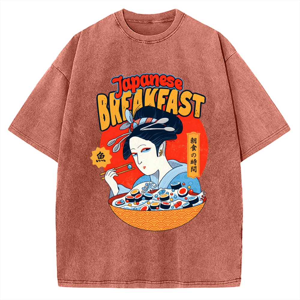 Geisha Fish Sushi Vintage Washed T-shirt