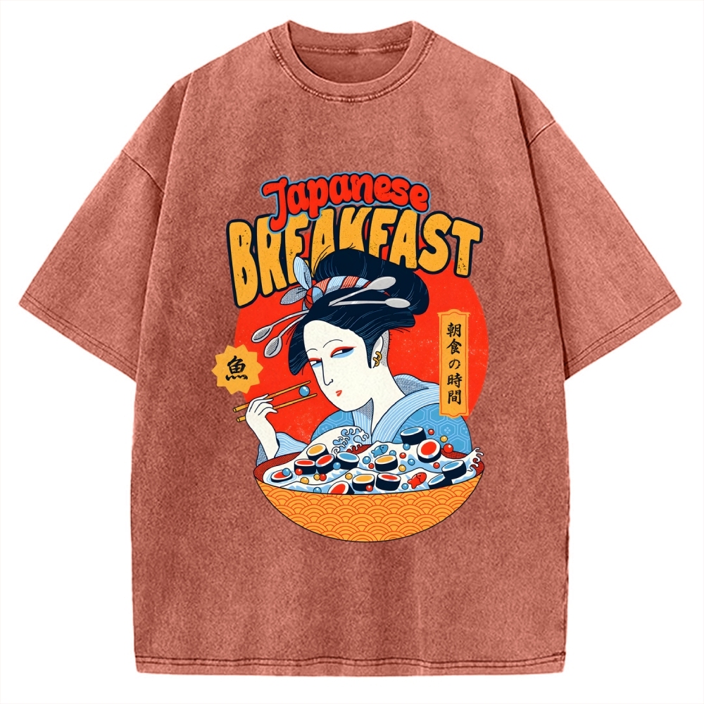 Geisha Fish Sushi Vintage Washed T-shirt