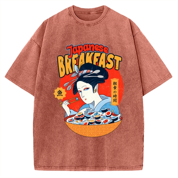 Geisha Fish Sushi Vintage Washed T-shirt