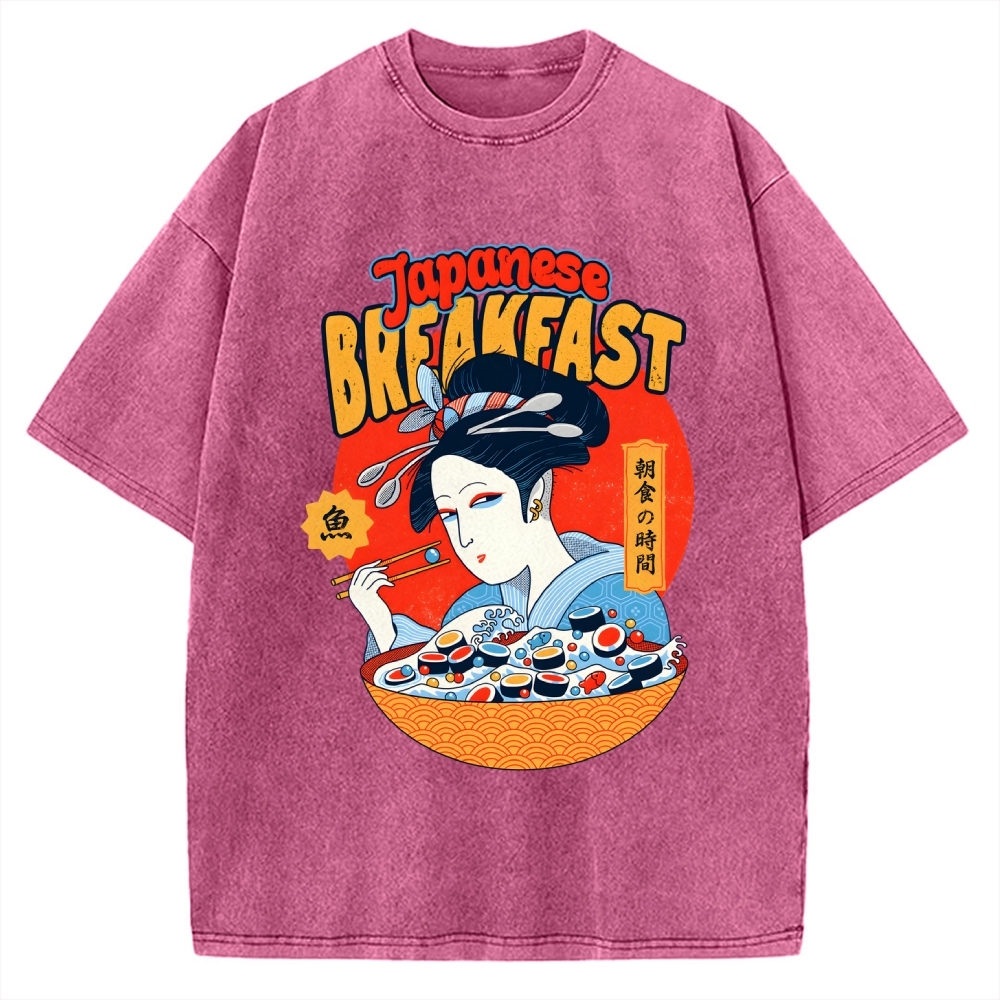 Geisha Fish Sushi Vintage Washed T-shirt