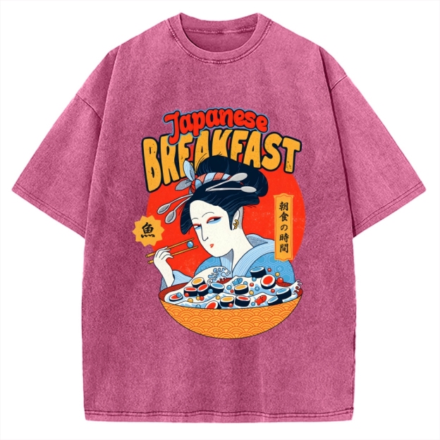 Geisha Fish Sushi Vintage Washed T-shirt