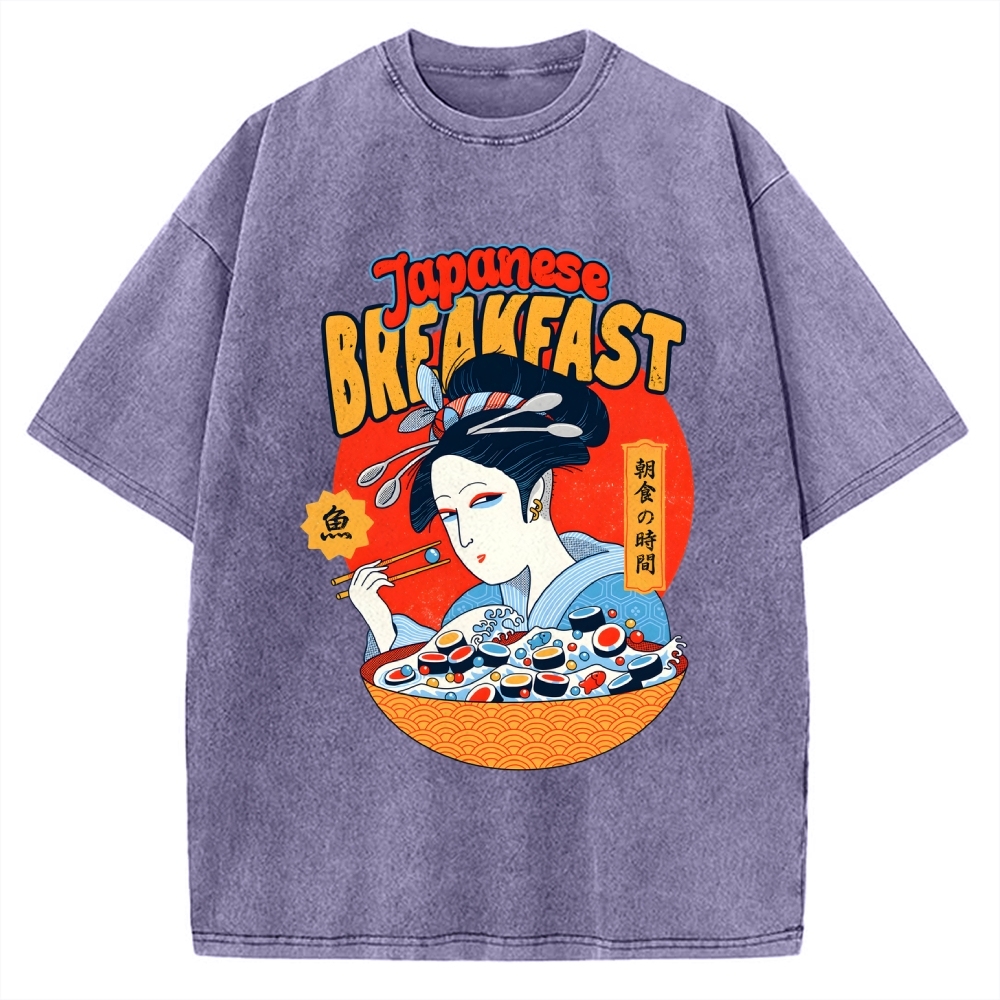 Geisha Fish Sushi Vintage Washed T-shirt