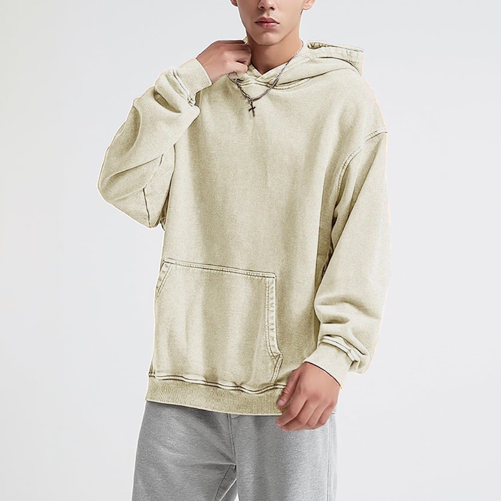 Cat Vintage Washed Cotton Back Art Hoodie