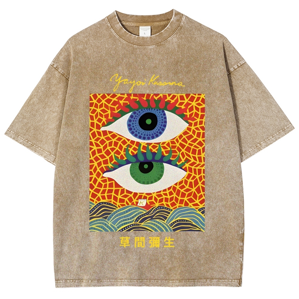 Yayoi Kusama's Abstract Eye Art Vintage Washed T-shirt