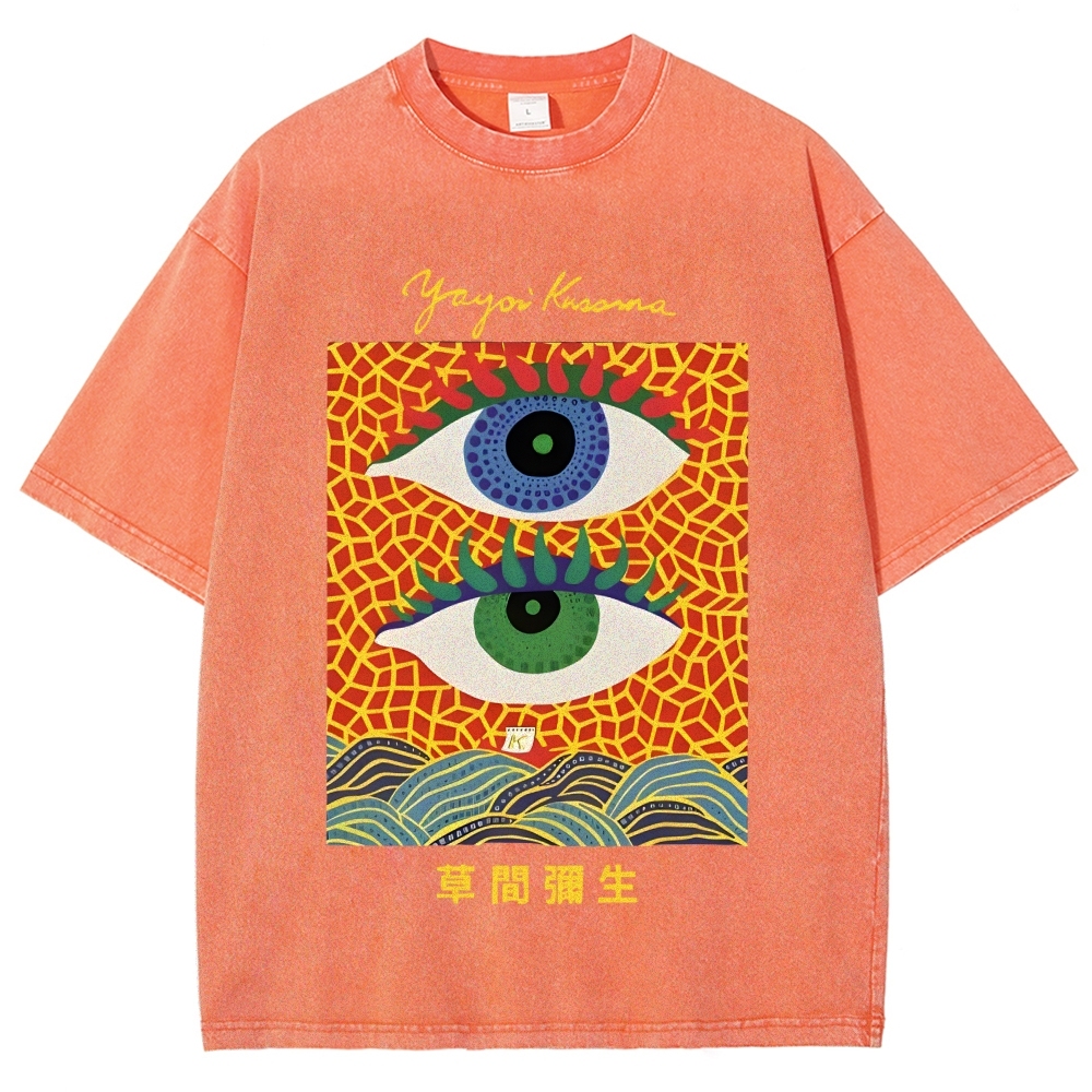 Yayoi Kusama's Abstract Eye Art Vintage Washed T-shirt