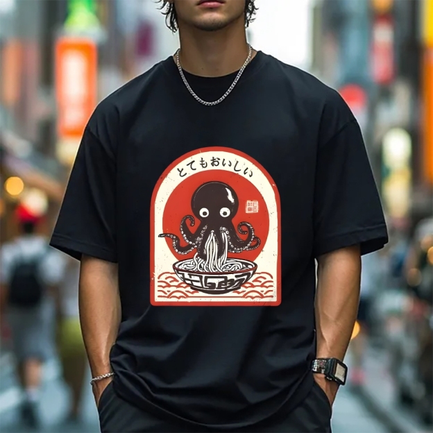 Ramen Lover Octopus Cotton casual T-shirt