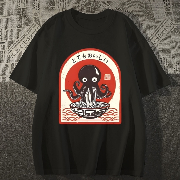 Ramen Lover Octopus Cotton casual T-shirt
