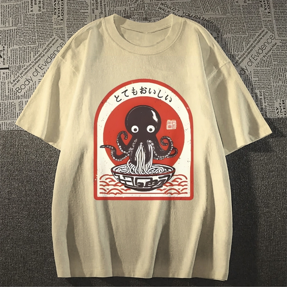 Ramen Lover Octopus Cotton casual T-shirt