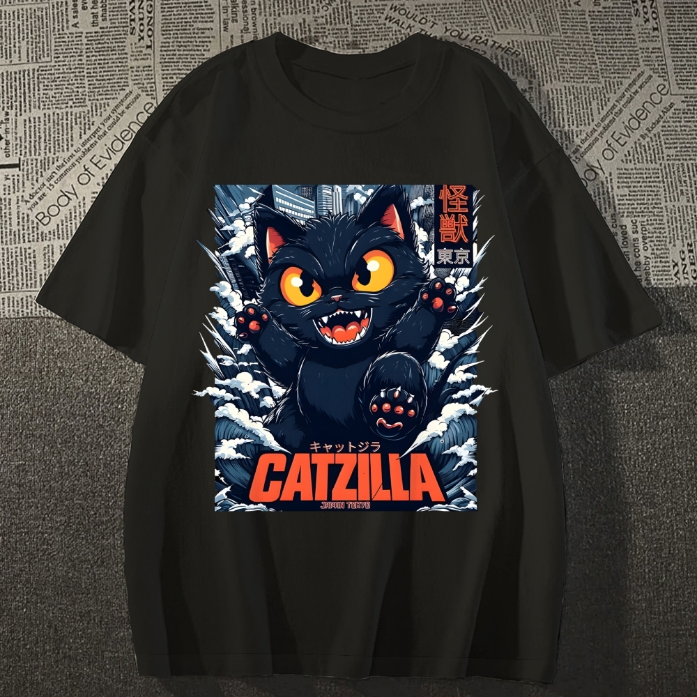 Catzilla Cat Godzilla Japanese Style Classic Tee
