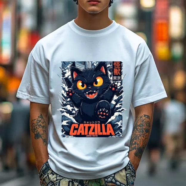 Catzilla Cat Godzilla Japanese Style Classic Tee