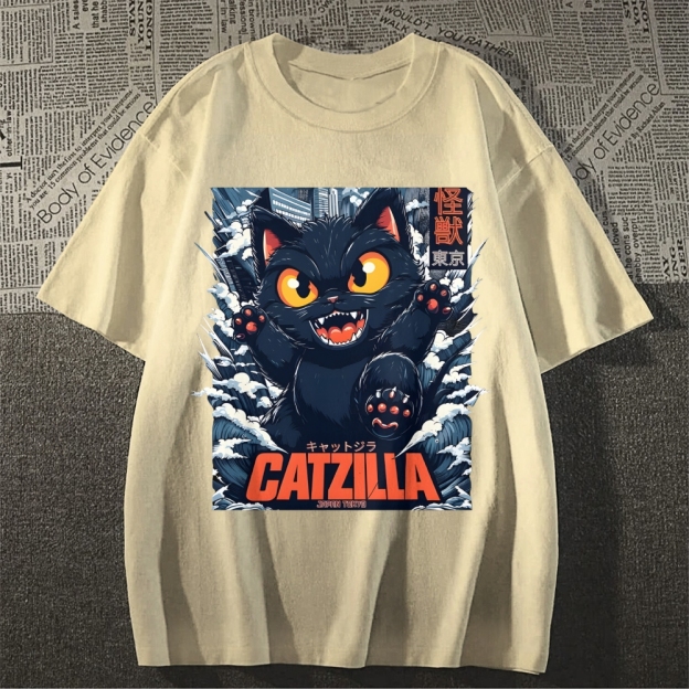 Catzilla Cat Godzilla Japanese Style Classic Tee