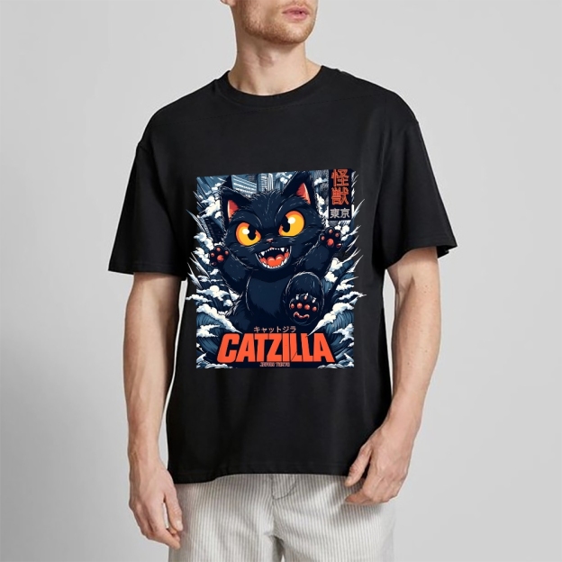 Catzilla Cat Godzilla Japanese Style Classic Tee