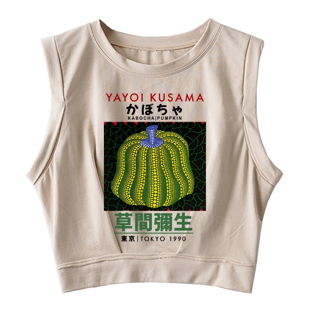  Kusama Pumpkin Vintage Wash Japanese Design Sleeveless Crop Top