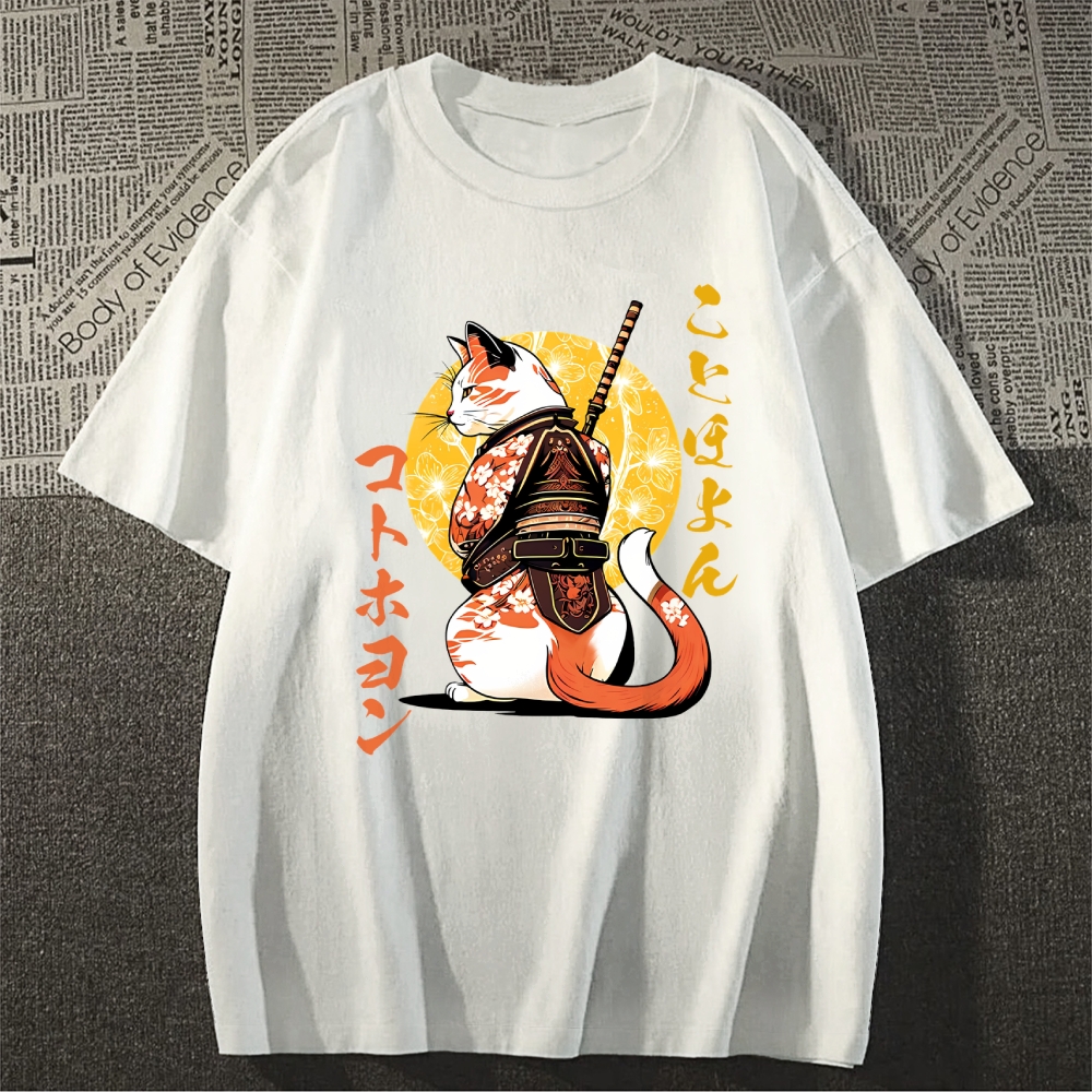 Japanese Cat Samurai Men's Classic Cotton T-Shirt