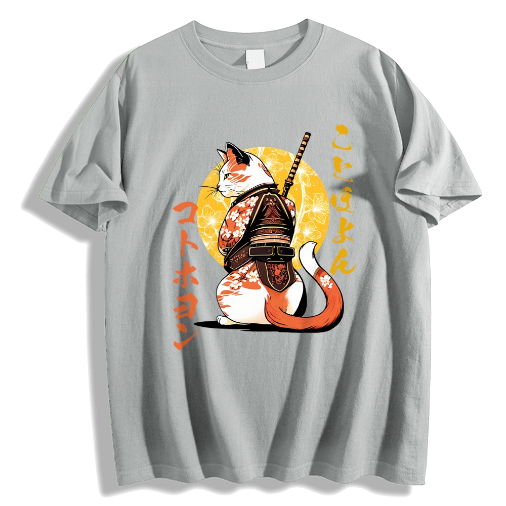 Japanese Cat Samurai Men's Classic Cotton T-Shirt