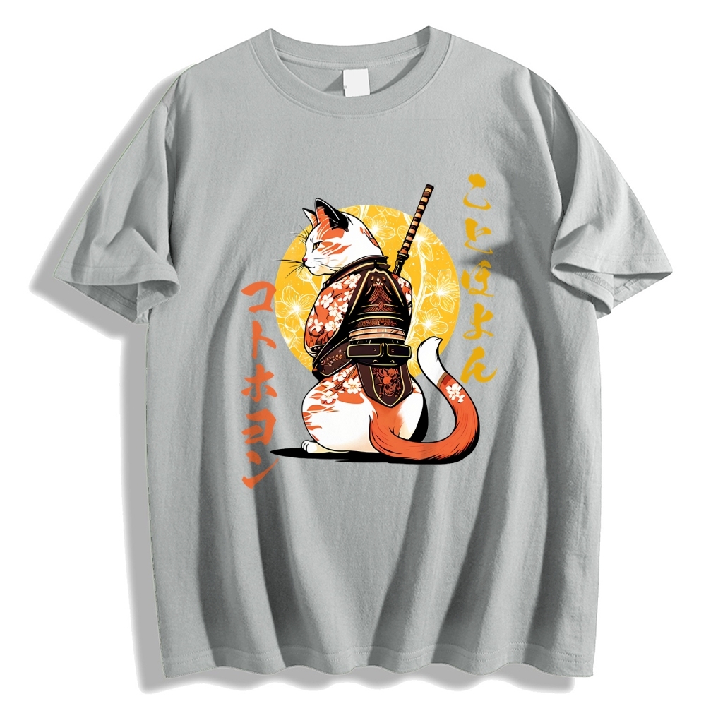 Japanese Cat Samurai Men's Classic Cotton T-Shirt