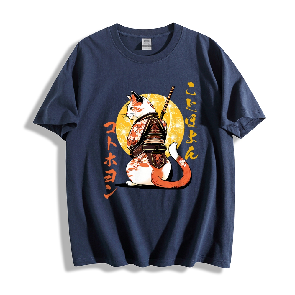 Japanese Cat Samurai Men's Classic Cotton T-Shirt