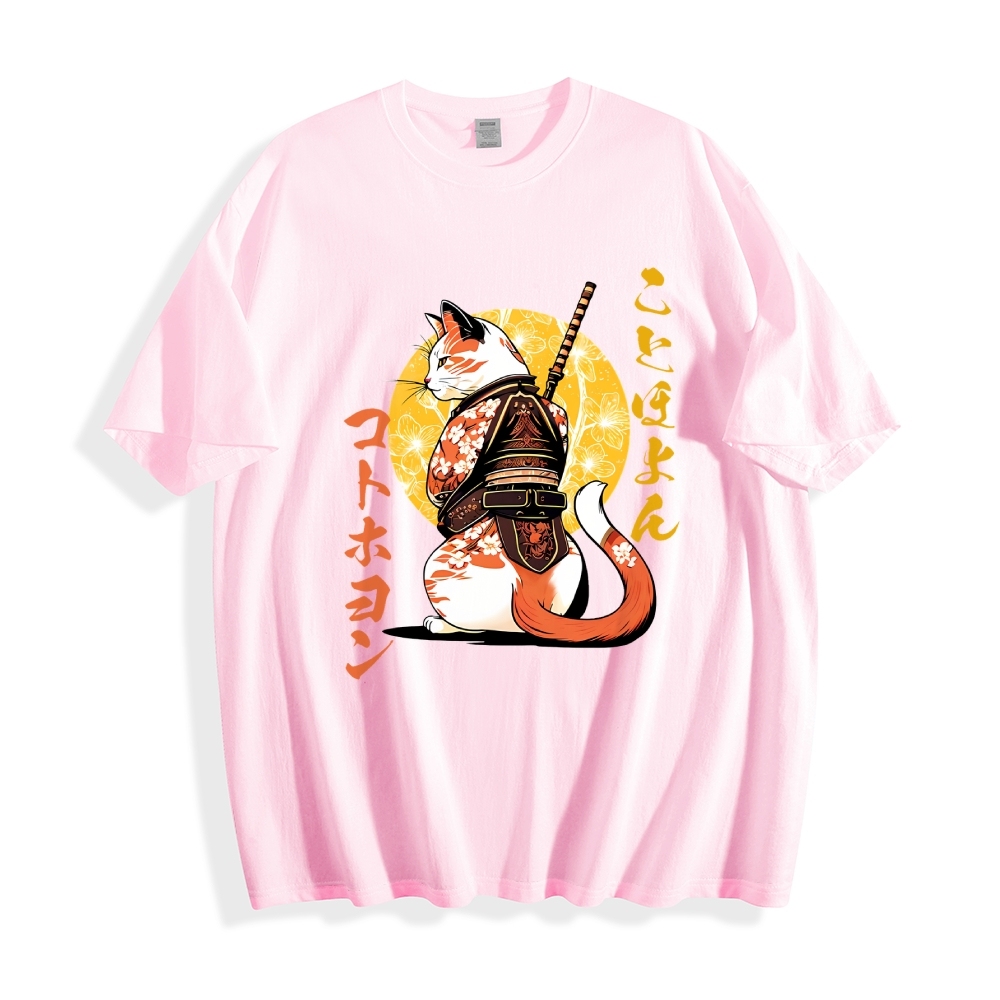 Japanese Cat Samurai Men's Classic Cotton T-Shirt