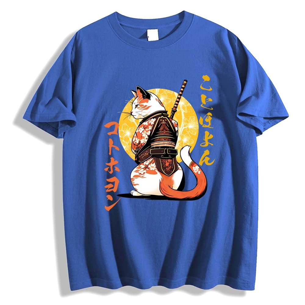 Japanese Cat Samurai Men's Classic Cotton T-Shirt