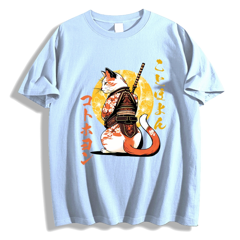 Japanese Cat Samurai Men's Classic Cotton T-Shirt