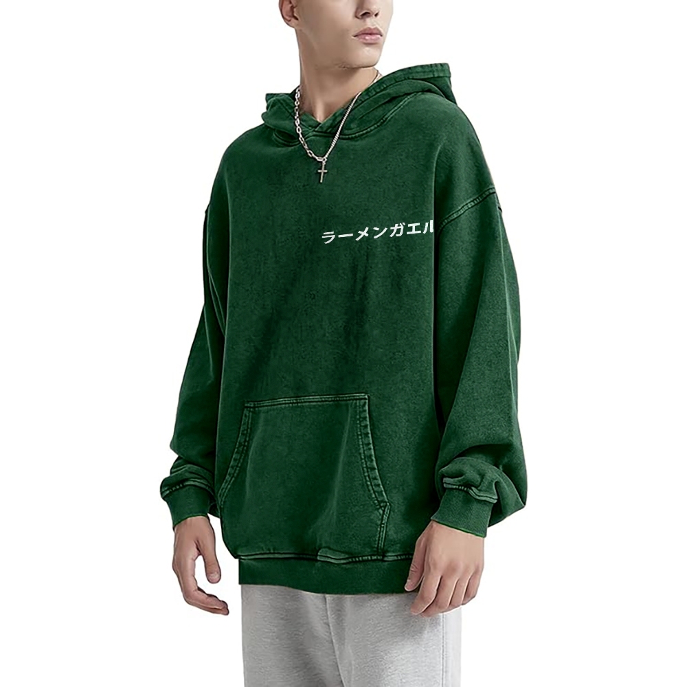 Frog Ramen Vintage Washed Cotton Back Art Hoodie