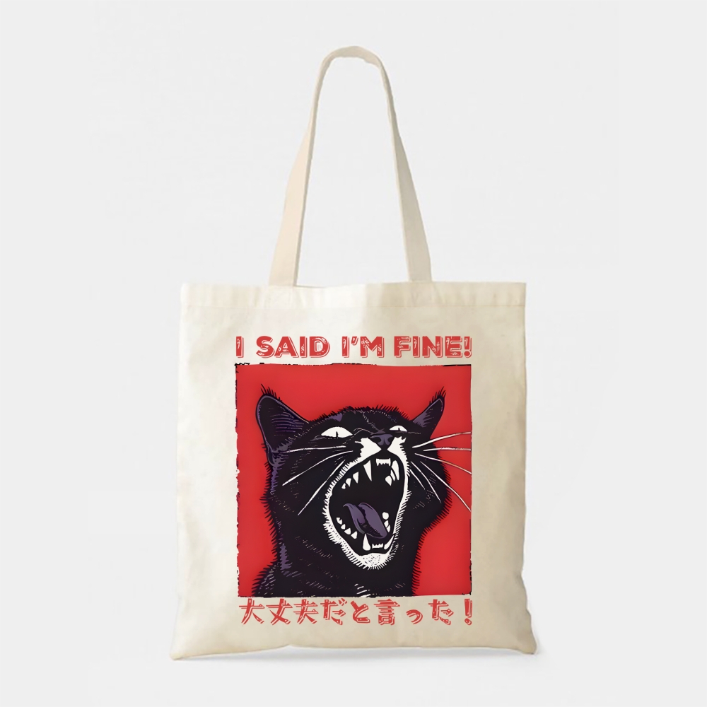 Angry Cat Japan Tote Bag